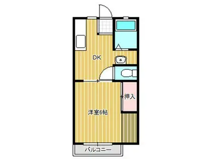 パークサイド山地A棟(1DK/2階)の間取り写真