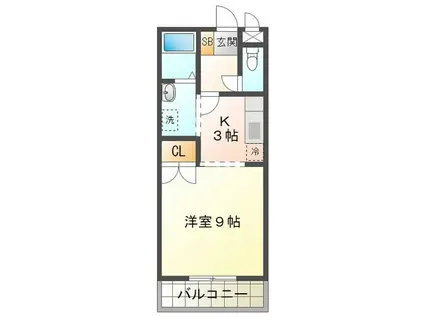 エール白須賀(1K/2階)の間取り写真