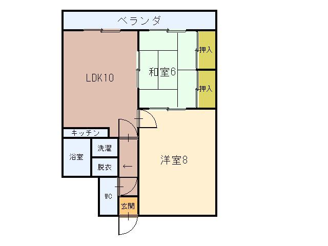 大福マンション(2LDK/5階)の間取り写真