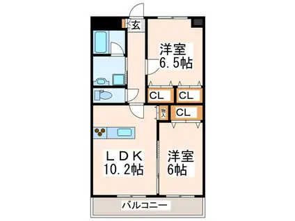 フリューション戸島西弐番館(2LDK/7階)の間取り写真