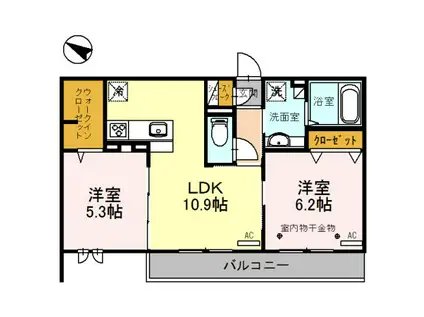 ロイジェントパークスレイクタウンII A(2LDK/3階)の間取り写真