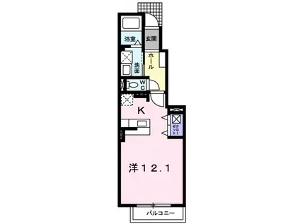 フォレスト・ヒルズA(ワンルーム/1階)の間取り写真