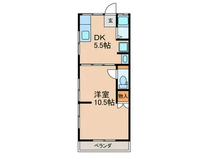 フローラルフクジュ(1DK/1階)の間取り写真