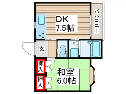 ハイツ浅海(1DK/1階)の間取り写真