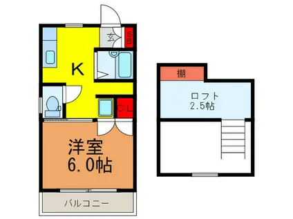 TSK富士見ハイツ(1K/2階)の間取り写真