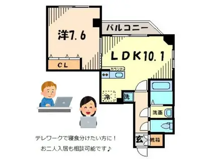 ディーアール西浅草II(1LDK/7階)の間取り写真