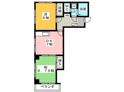 クレールシマムラ(2DK/3階)の間取り写真