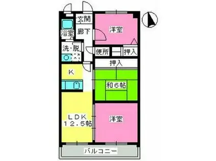 井尻第3ビル(3LDK/7階)の間取り写真
