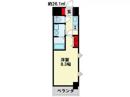 MDIグランコンディール室町(1K/2階)の間取り写真