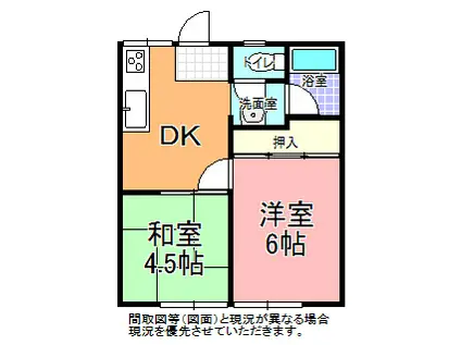 おおぎやハイツ(2DK/1階)の間取り写真
