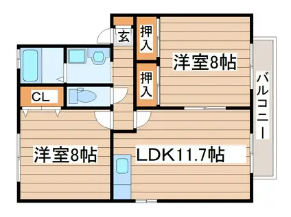 メゾンパーク新田東(2LDK/1階)の間取り写真