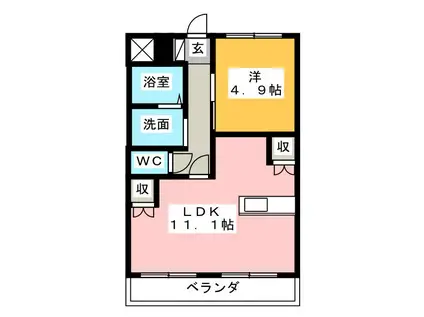 ソフィエールI(1LDK/3階)の間取り写真