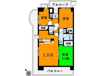 クレアール草加(3LDK/2階)の間取り写真