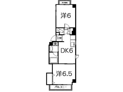 洗足池パインマンション(2DK/2階)の間取り写真