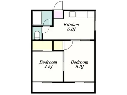 第1葉山コーポA(2K/1階)の間取り写真