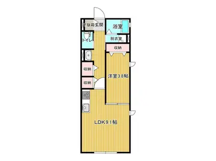 エスタシア川内(1LDK/1階)の間取り写真