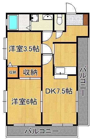 トーカンマンション平尾(2DK/2階)の間取り写真