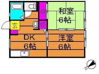 サンライフひろみね B(2DK/1階)の間取り写真