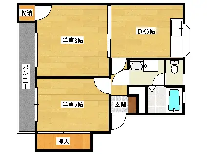 ファミーユ府中(2DK/4階)の間取り写真