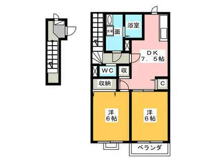 モルティカミジマ(2DK/2階)の間取り写真