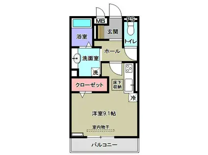 AMUSE(ワンルーム/1階)の間取り写真