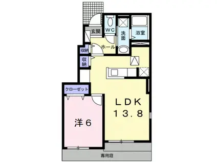 エテルネルI(1LDK/1階)の間取り写真