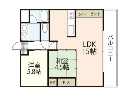 エネピア庚午北(1SLDK/3階)の間取り写真