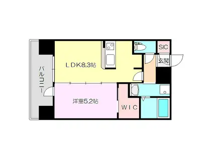 リッツ新大阪(1LDK/2階)の間取り写真