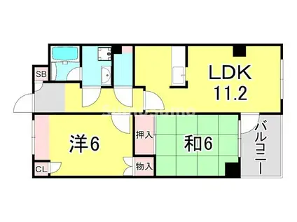 リバーコート湊川PARTII(2LDK/4階)の間取り写真