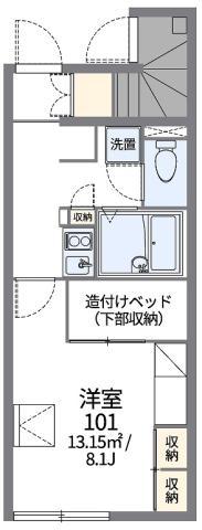 レオパレスウエストGATTER(1K/1階)の間取り写真
