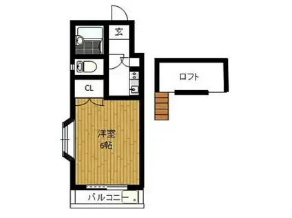 K・F水前寺(1K/2階)の間取り写真