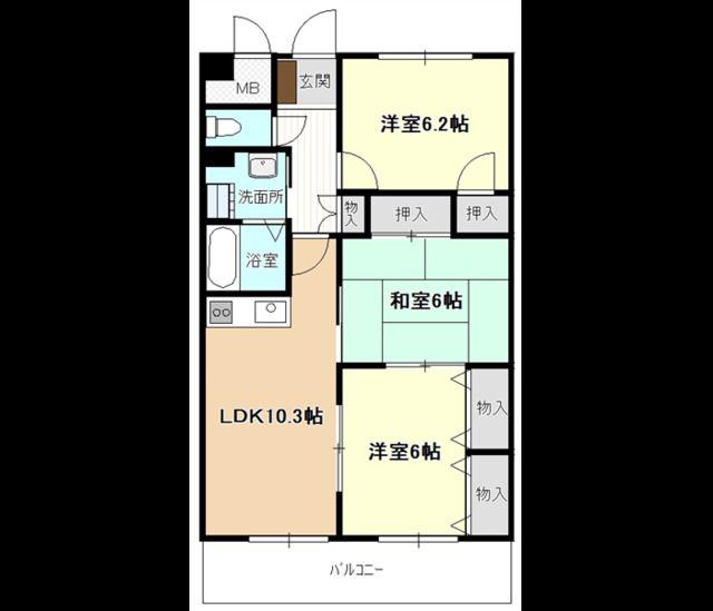 ソレーユ五条壱番館(3LDK/2階)の間取り写真
