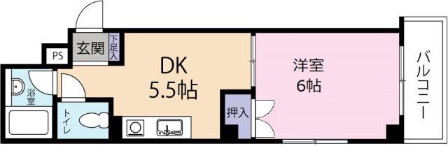 富田橋稲守ビル(1DK/2階)の間取り写真