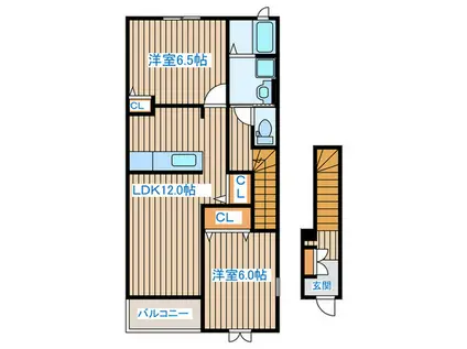 ハイルザームIII(2LDK/2階)の間取り写真