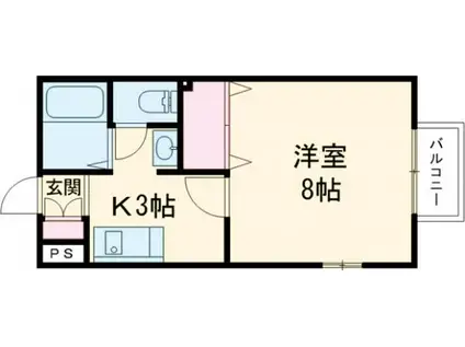 サンプレリュードIII(1K/1階)の間取り写真