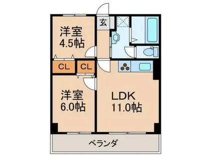組坂ビル8(2LDK/2階)の間取り写真