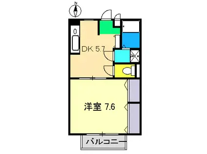 フォブール涼夏(1DK/1階)の間取り写真
