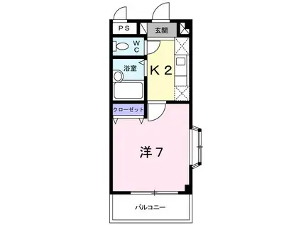 サニーフラッツHR(1K/3階)の間取り写真