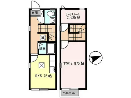 リースランド北条宮の町 B棟(1SDK/1階)の間取り写真