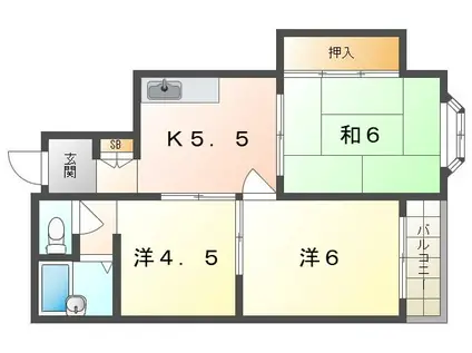 SKY KORIEN(3K/4階)の間取り写真