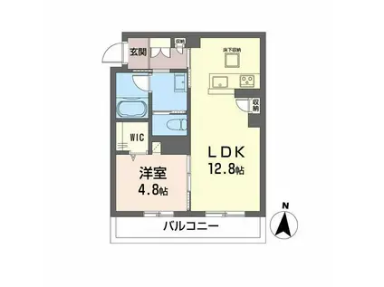 WITHPLUS上熊本駅前(1LDK/1階)の間取り写真