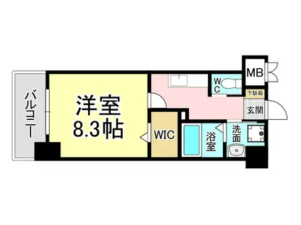 ウイングス熊手(1K/7階)の間取り写真