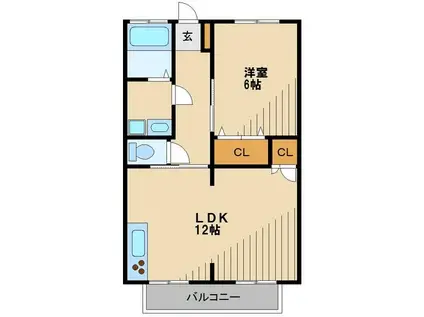 コーポ新井(1LDK/1階)の間取り写真