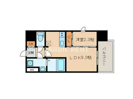 アスシード大手門(1LDK/2階)の間取り写真