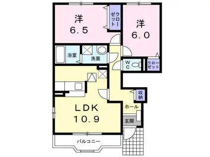 ソレアードIII(2LDK/1階)の間取り写真