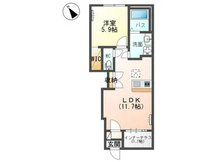 COLLINE(1LDK/1階)の間取り写真