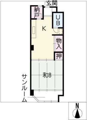 緑園第3サンコーポ(1K/3階)の間取り写真