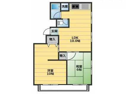 川本ビル(2LDK/2階)の間取り写真