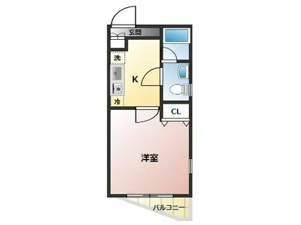 アスティオン(1K/2階)の間取り写真