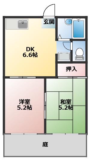 メゾンラポール(2DK/1階)の間取り写真